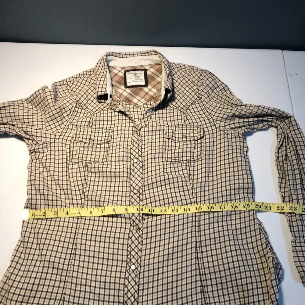Old Navy Brown Plaid Western Shirt, Size XL